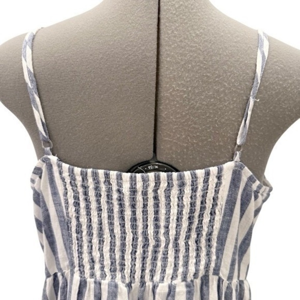 Beach Lunch Lounge Lana Striped Maxi Linen Dress Tiered Smocked Bodice XL - Picture 6 of 9